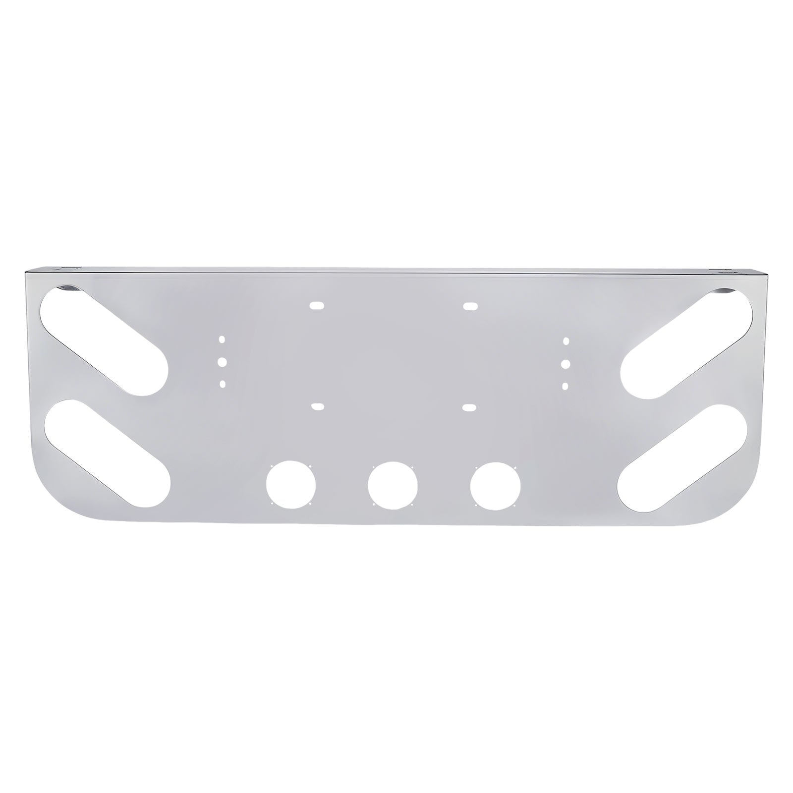 34" Chrome Stainless License Plate Panel – 4 Round + 4 Oblong Light Cutouts (PR-9003SS)