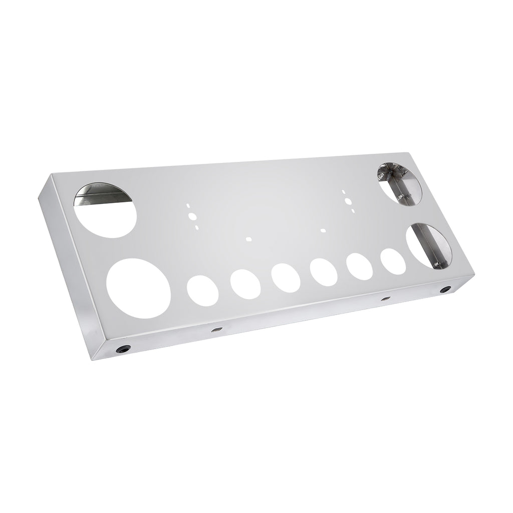 34" Chrome Stainless License Plate Panel – 4 Large + 7 Small Light Cutouts (PR-9005SS)