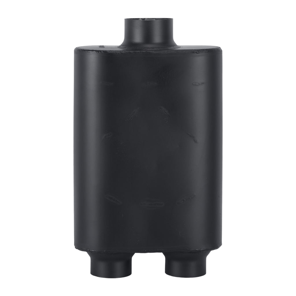 Black Chambered Muffler – Standard Body, Single-In / DUAL-Outlet (PL-173D25BK-A44)
