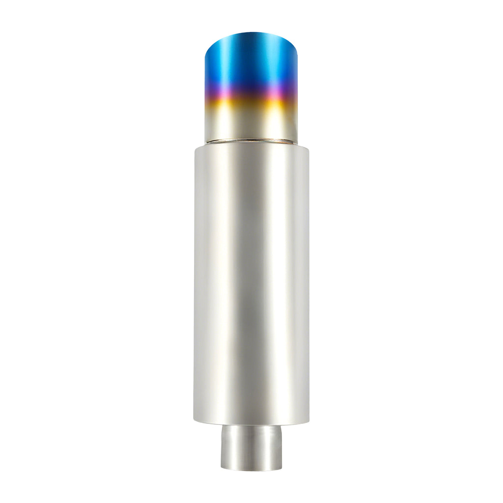 Cannon-Style Stainless Performance Muffler – Burnt-Blue Titanium-Look Tip – Universal Fit, 2", 2.25", 2.5", 3" Inlet (B Series)