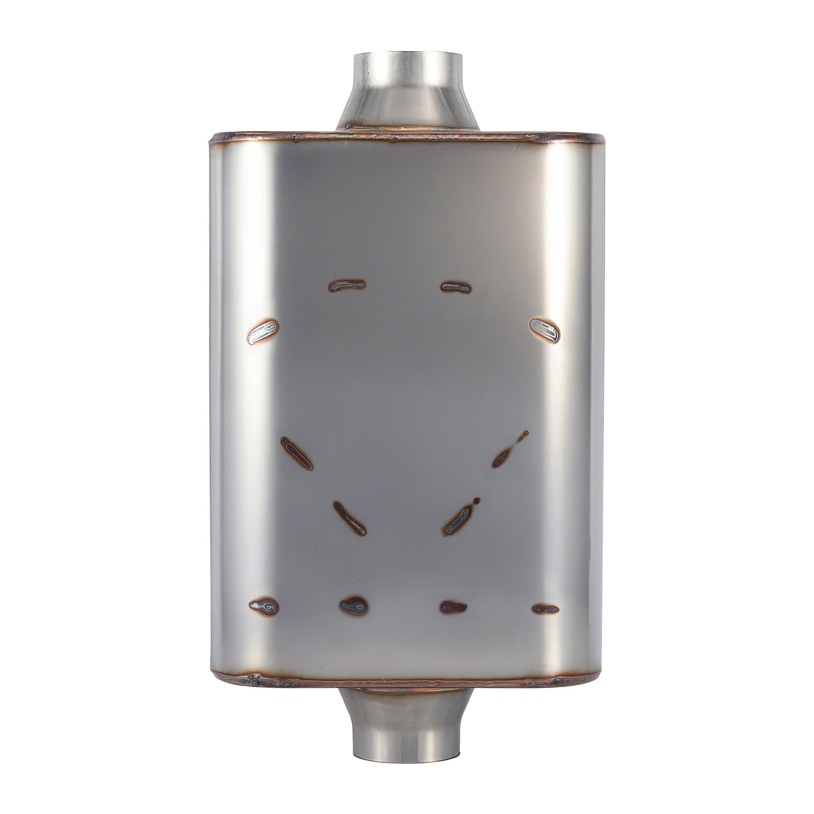Chambered Muffler – Standard Body, Center-In / Center-Out – 2.5", 3" – Stainless / Black (A Series)