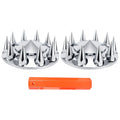 Chrome Spiked Hubcap Set – Push-On, 33 mm, 2-Piece Kit with Install Tool (PL-03-PUSH-FT)