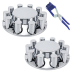 Chrome Smooth-Dome Hubcap Set – Push-On, 33 mm Pre-Installed Nut Covers, 2-Piece Kit