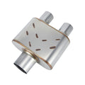 Stainless Chambered Muffler – Compact Body, Single-In / DUAL-Outlet (PL-133D225-A8)