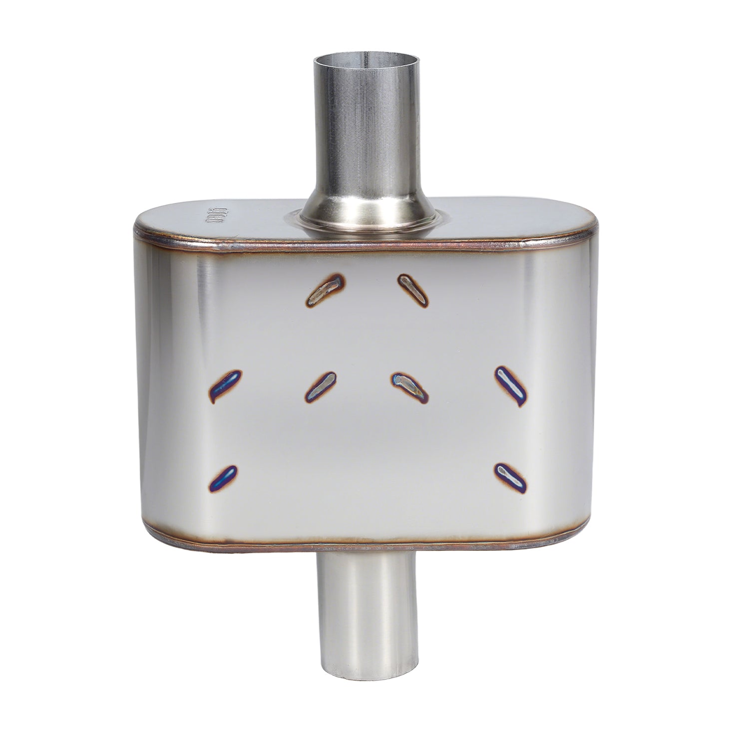 Chambered Muffler – Compact Body, Center-In / Center-Out – 2", 2.25", 2.5", 3" – Stainless / Black (A Series)