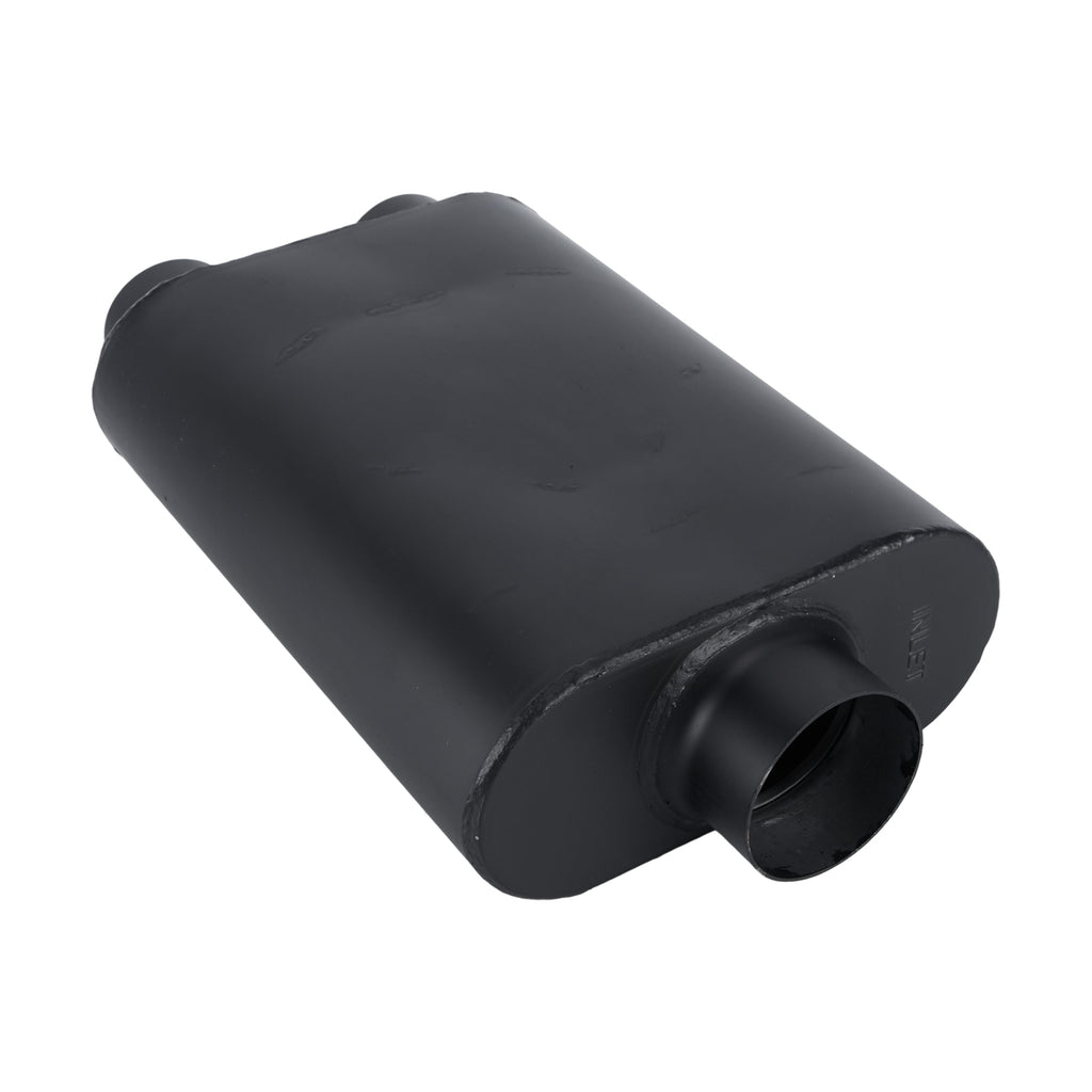 Black Chambered Muffler – Standard Body, Single-In / DUAL-Outlet (PL-173D25BK-A44)