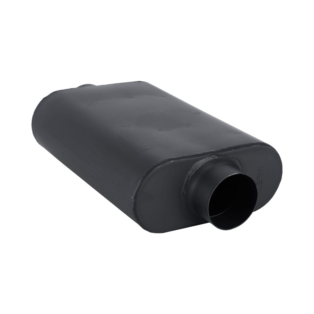 Chambered Muffler – Standard Body, Center-In / Center-Out – 2.5", 3" – Stainless / Black (A Series)