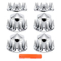 Chrome Spiked Complete Wheel Hubcap Kit – 2 Front + 4 Rear Axle Covers + 60× 33 mm Push-On Nut Covers + Install Tool (PL-03-PUSH-WH)
