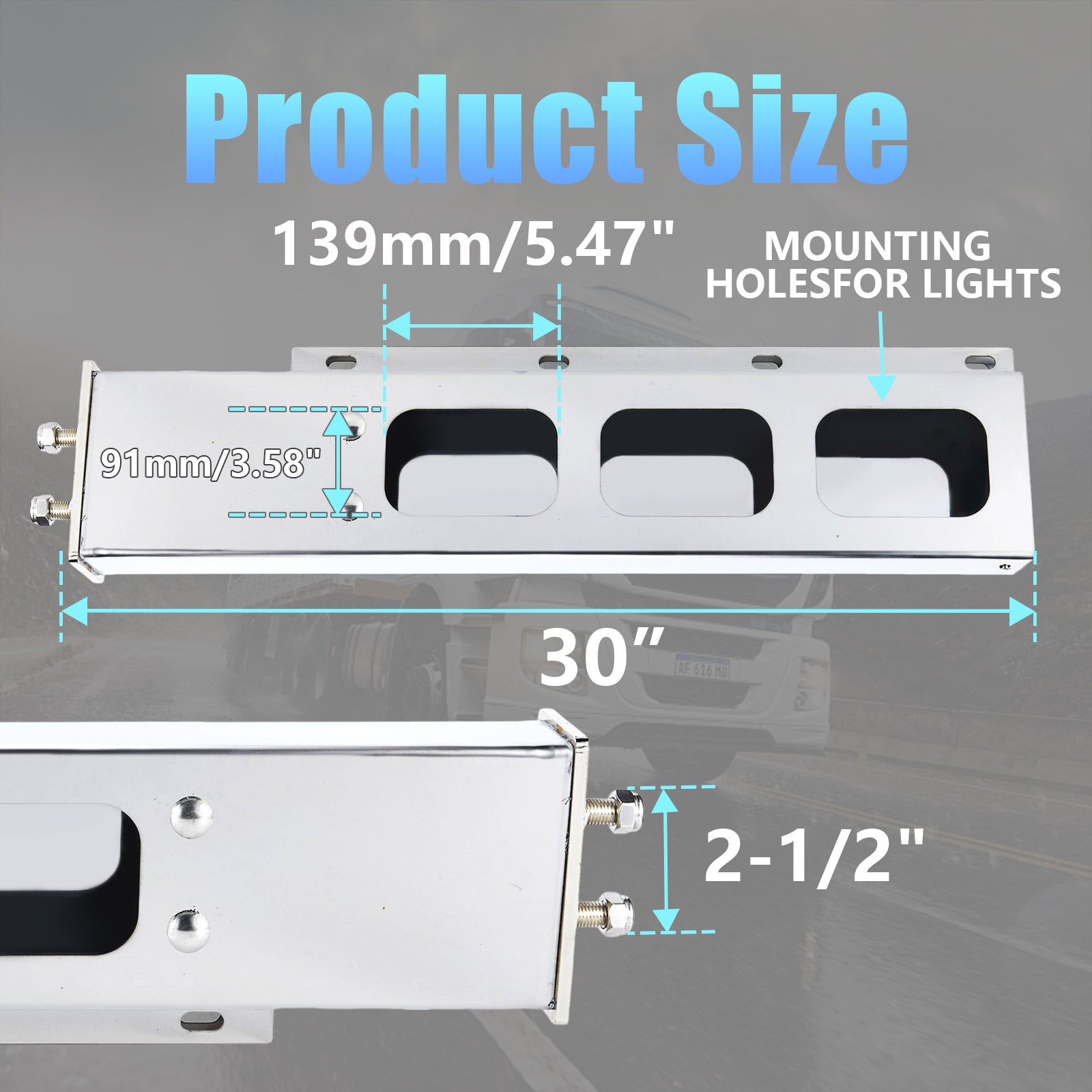 Polished Stainless Mud Flap Bracket Light Housing – Tall Pill-Shape Cutouts