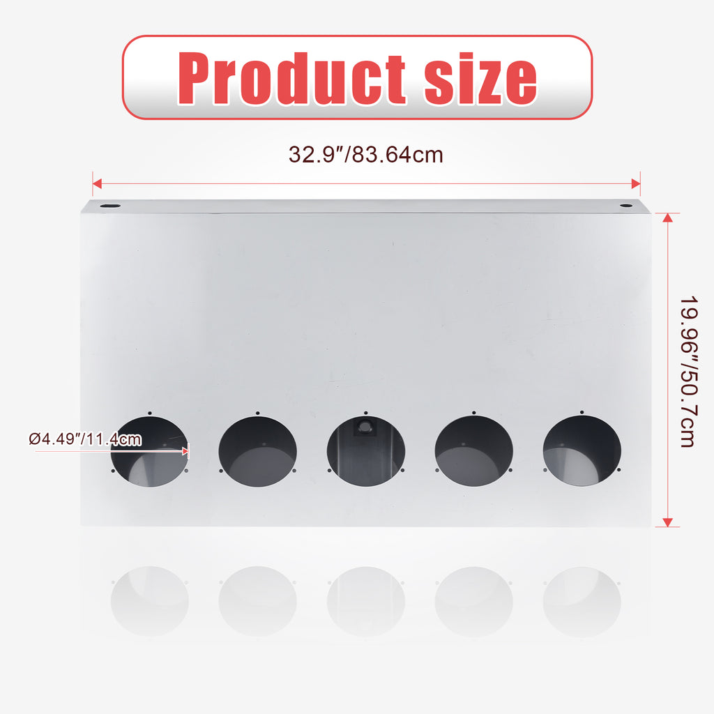 33" Chrome Stainless Tall Rear Light Panel – 5 Large 4" Light Cutouts (PR-9011SS)