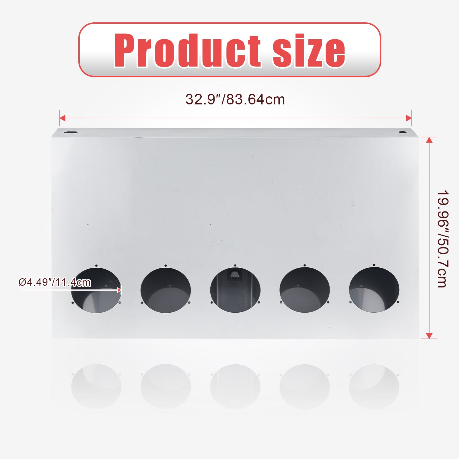 33" Chrome Stainless Tall Rear Light Panel – 5 Large 4" Light Cutouts (PR-9011SS)