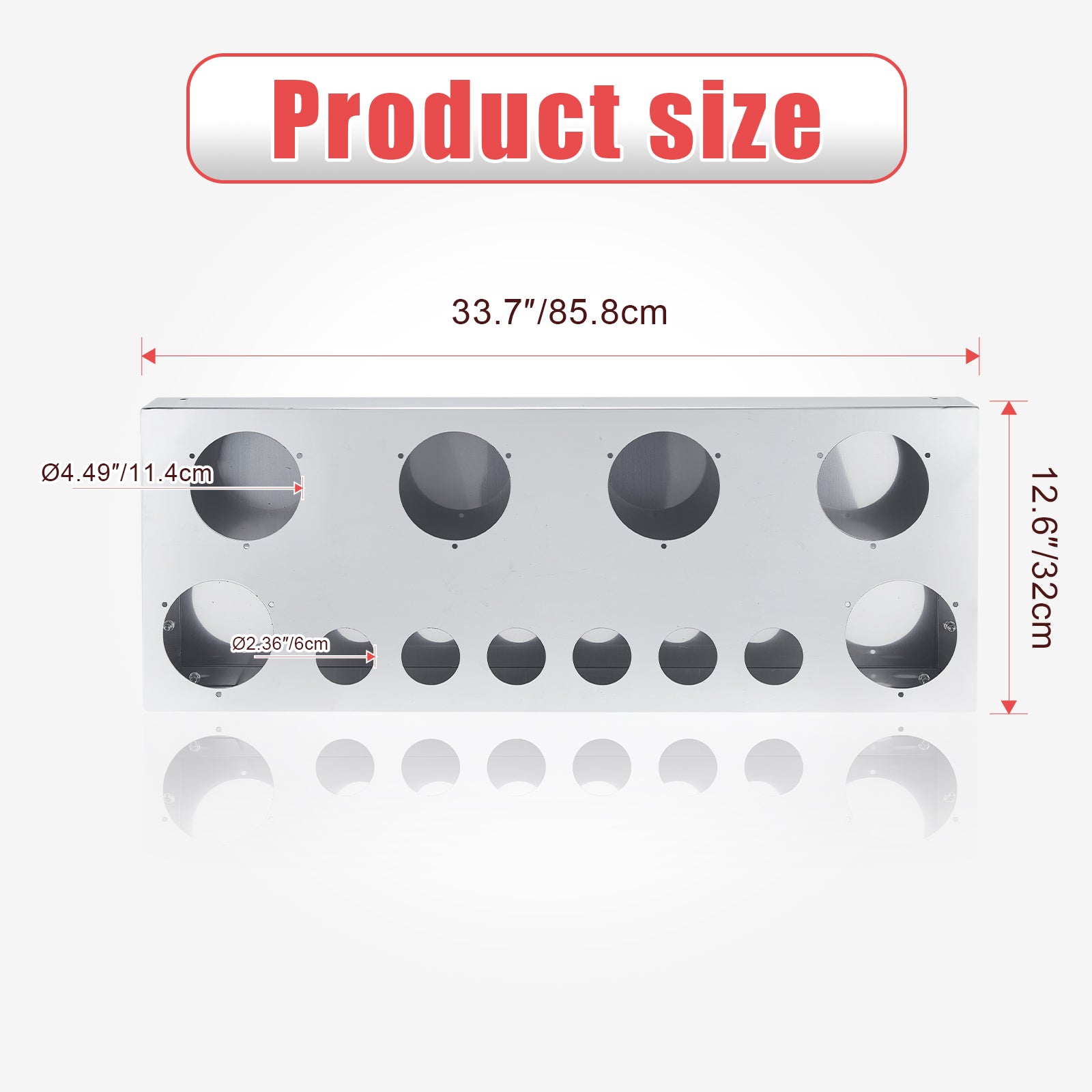 34" Chrome Stainless Rear Light Panel – 6 Large + 6 Small Light Cutouts (PR-9006SS)