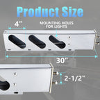 Polished Stainless Mud Flap Bracket Light Housing – 30" with Rounded-Rectangle Cutouts - view 2