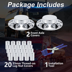 Chrome Smooth-Dome Screw-On Hubcap Kit – 33 mm, 2 Front Covers + 20 Spare Nut Covers + Install Tool - view 3