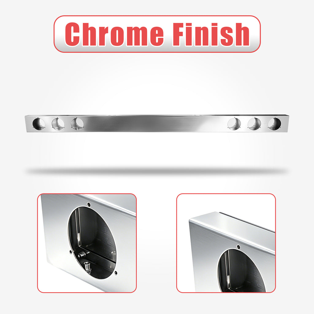 92" Chrome Stainless Rear Light Panel – 6 Light Cutouts (PL-9021SS)