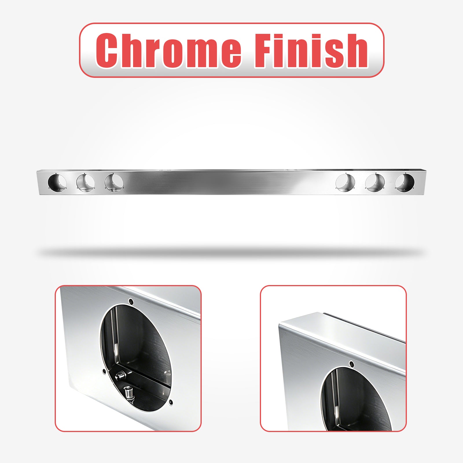92" Chrome Stainless Rear Light Panel – 6 Light Cutouts (PL-9021SS)