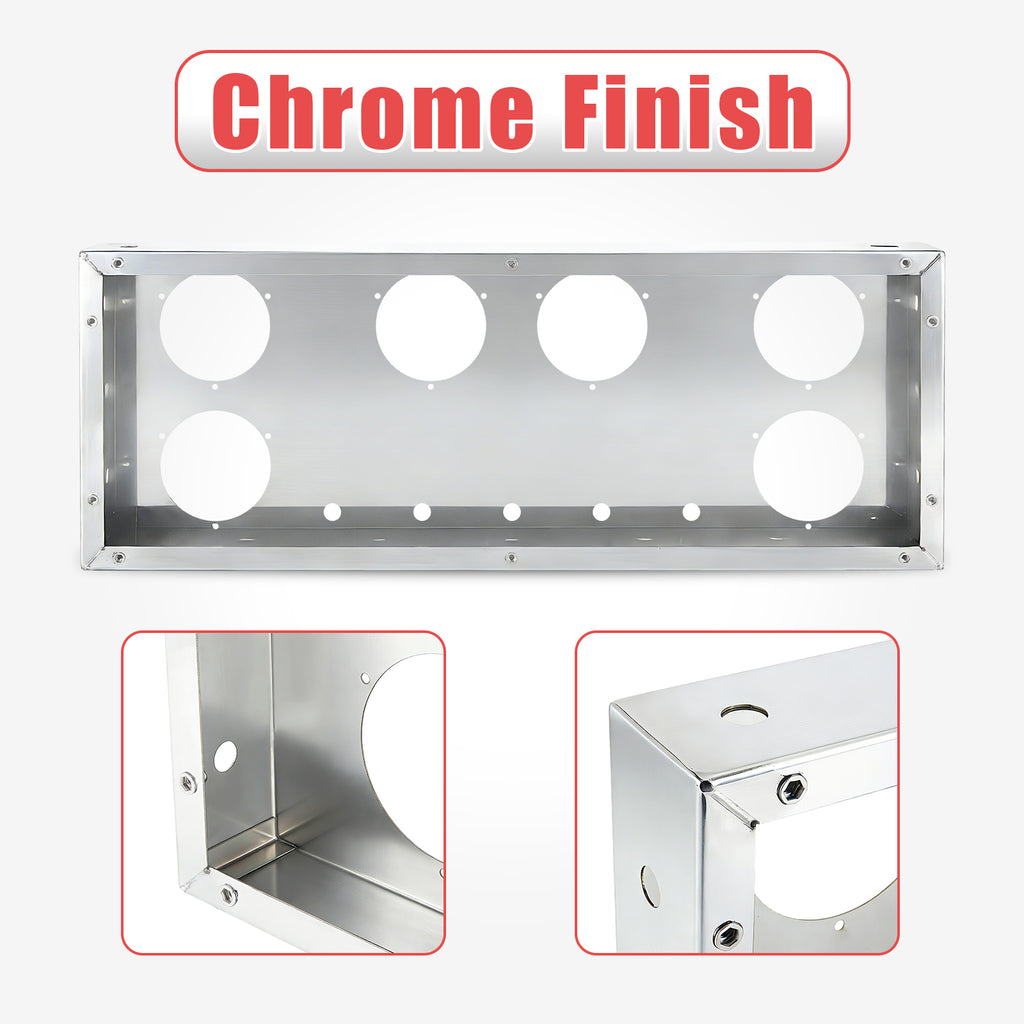 34" Chrome Stainless Rear Light Panel – 6 Large + 5 Mini LED Cutouts (PR-9008SS)