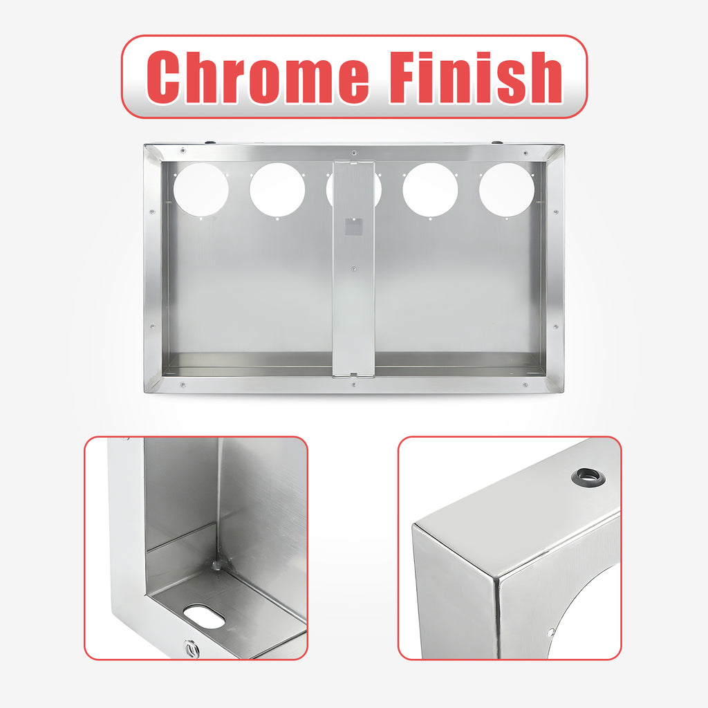 33" Chrome Stainless Tall Rear Light Panel – 5 Large 4" Light Cutouts (PR-9011SS)