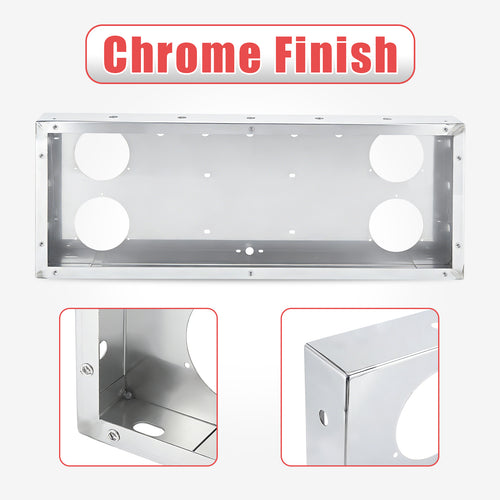 34" Chrome Stainless Rear Light Panel – 4 Large Corner Lights + Mini LED Holes (PR-9009SS)