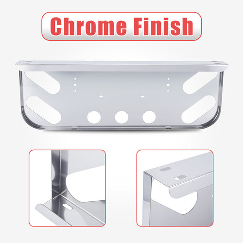 34" Chrome Stainless License Plate Panel – 4 Round + 4 Oblong Light Cutouts (PR-9003SS)