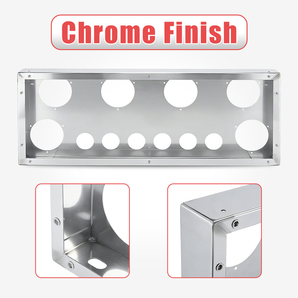 34" Chrome Stainless Rear Light Panel – 6 Large + 6 Small Light Cutouts (PR-9006SS)
