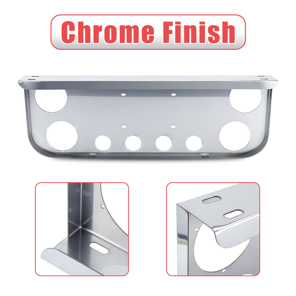 34" Chrome Stainless License Plate Panel – 6 Light Cutouts (PR-9002SS)