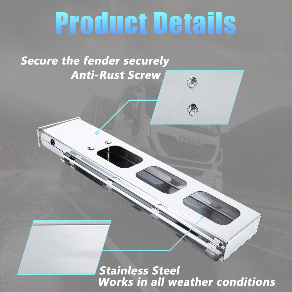 Polished Stainless Mud Flap Bracket Light Housing – Tall Pill-Shape Cutouts