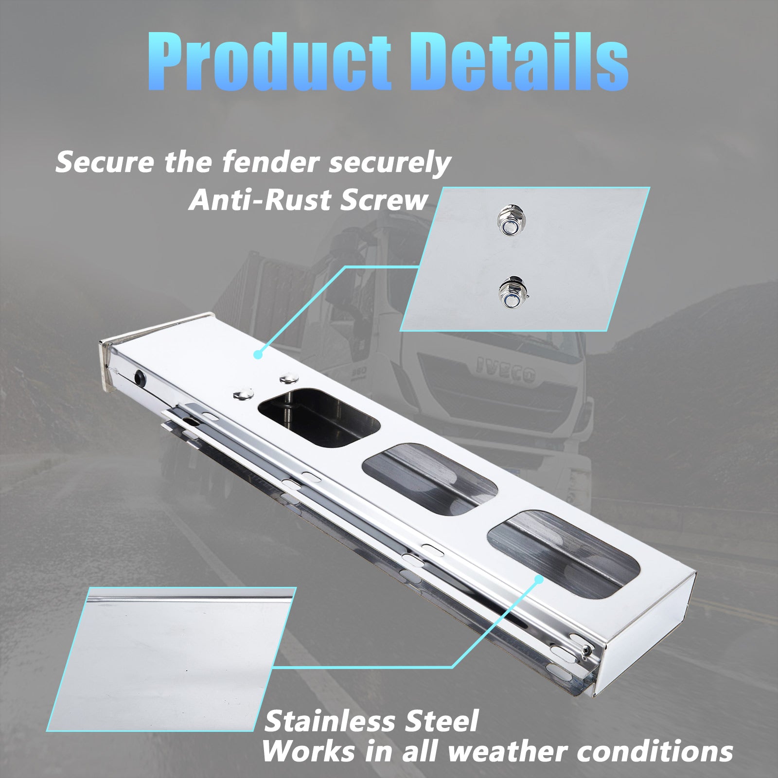 Polished Stainless Mud Flap Bracket Light Housing – Tall Pill-Shape Cutouts