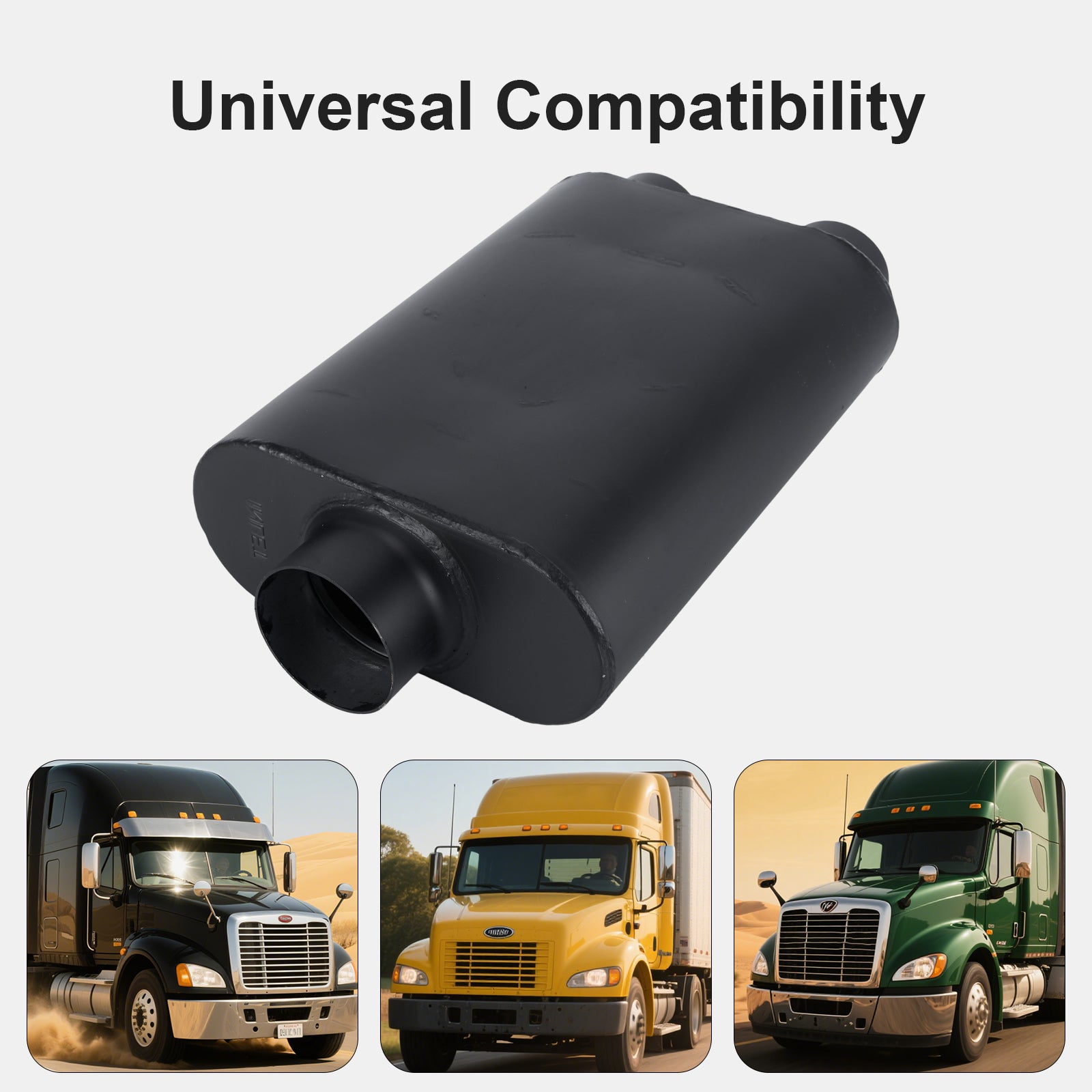 Black Chambered Muffler – Standard Body, Single-In / DUAL-Outlet (PL-173D25BK-A44)