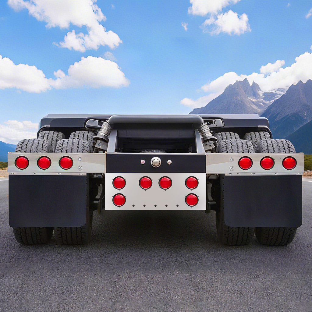 34" Chrome Stainless Rear Light Panel – 6 Large + 5 Mini LED Cutouts (PR-9008SS)