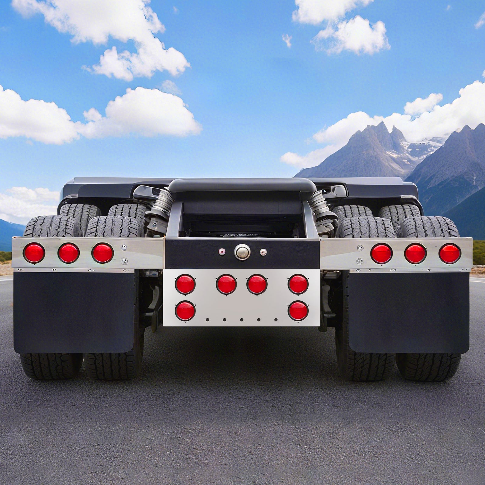 34" Chrome Stainless Rear Light Panel – 6 Large + 5 Mini LED Cutouts (PR-9008SS)