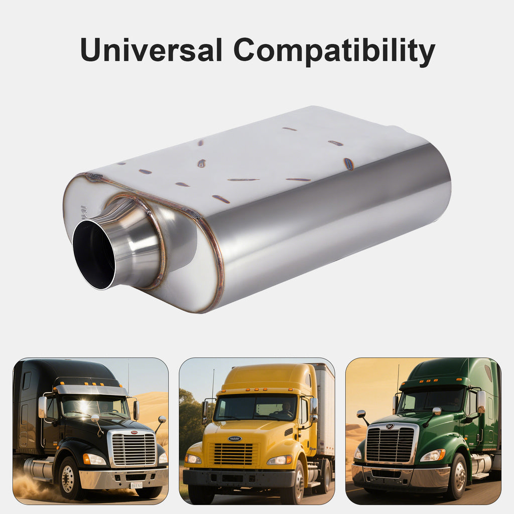 Chambered Muffler – Standard Body, Center-In / Center-Out – 2.5", 3" – Stainless / Black (A Series)