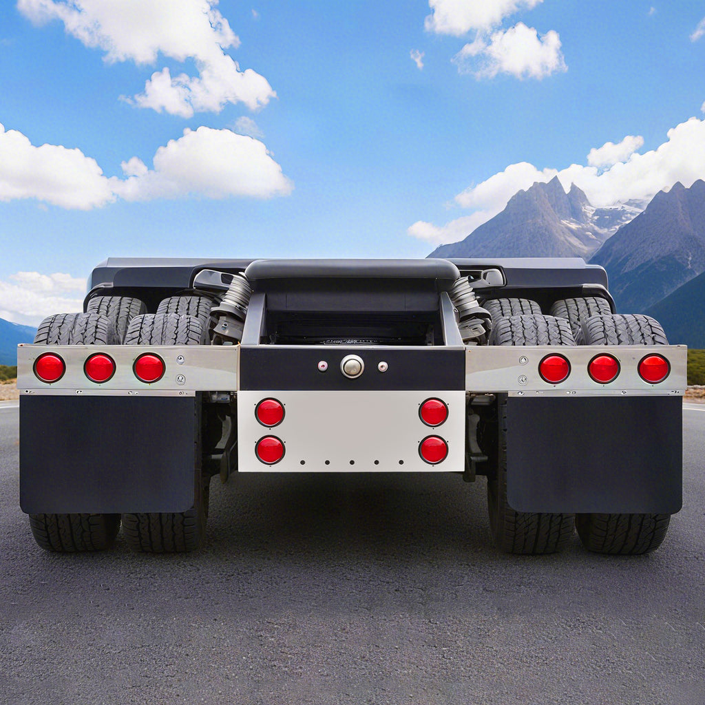 34" Chrome Stainless Rear Light Panel – 4 Large + 5 Mini LED Cutouts (PR-9007SS)