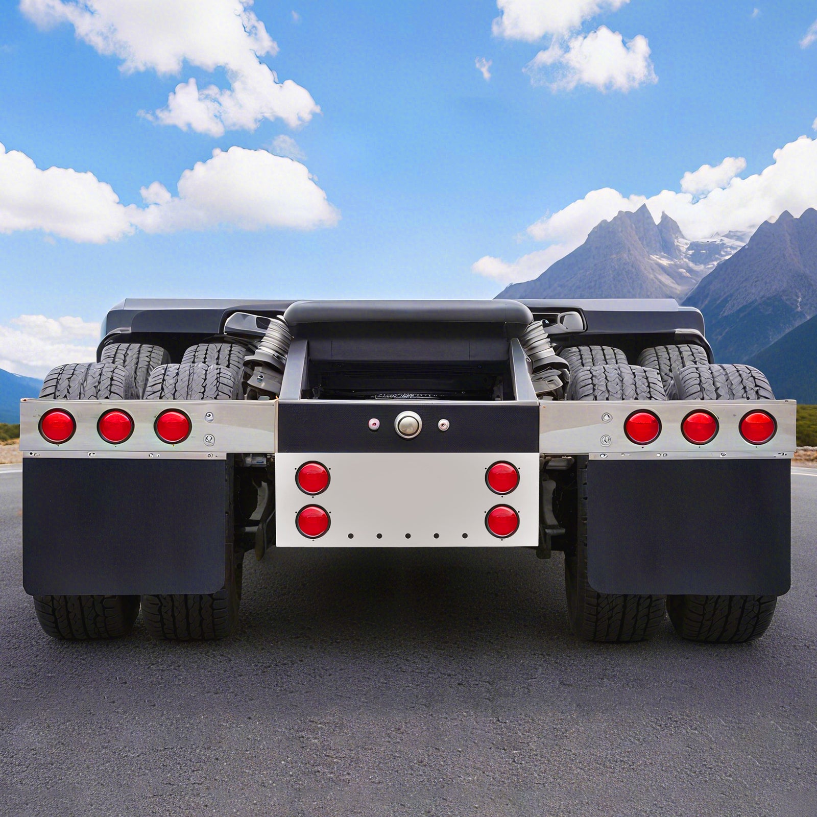 34" Chrome Stainless Rear Light Panel – 4 Large + 5 Mini LED Cutouts (PR-9007SS)