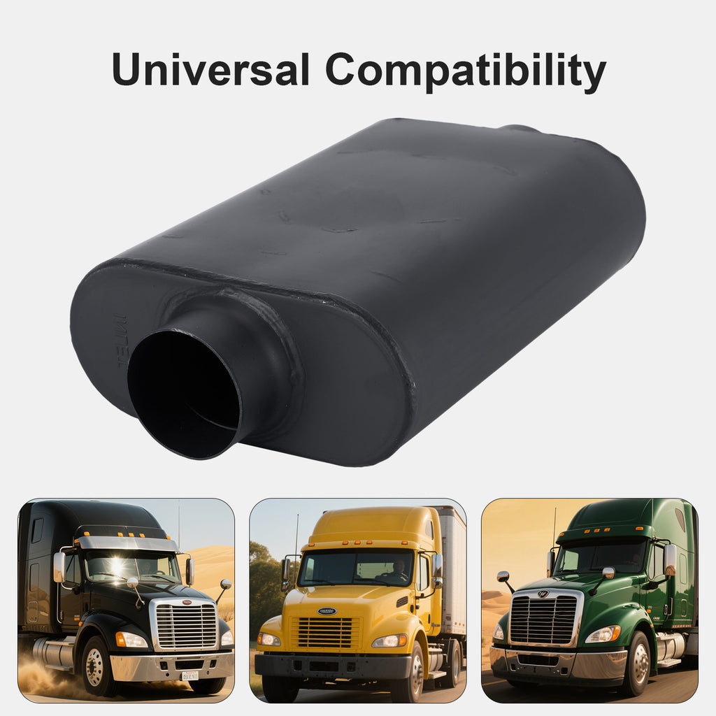 Chambered Muffler – Standard Body, Center-In / Center-Out – 2.5", 3" – Stainless / Black (A Series)