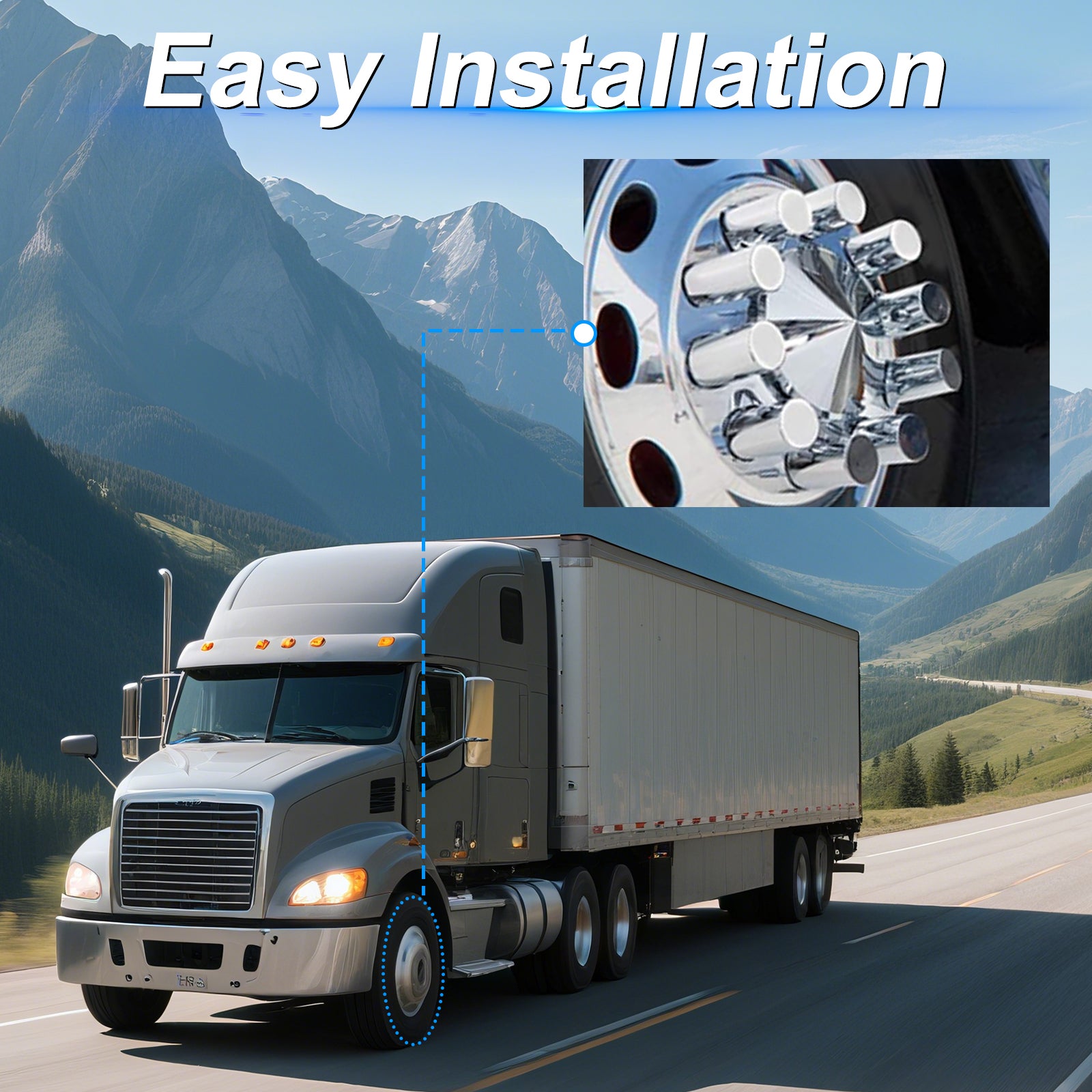 Chrome Smooth-Dome Screw-On Hubcap Kit – 33 mm, 2 Front Covers + 20 Spare Nut Covers + Install Tool (PL-05-SCREW-FT)