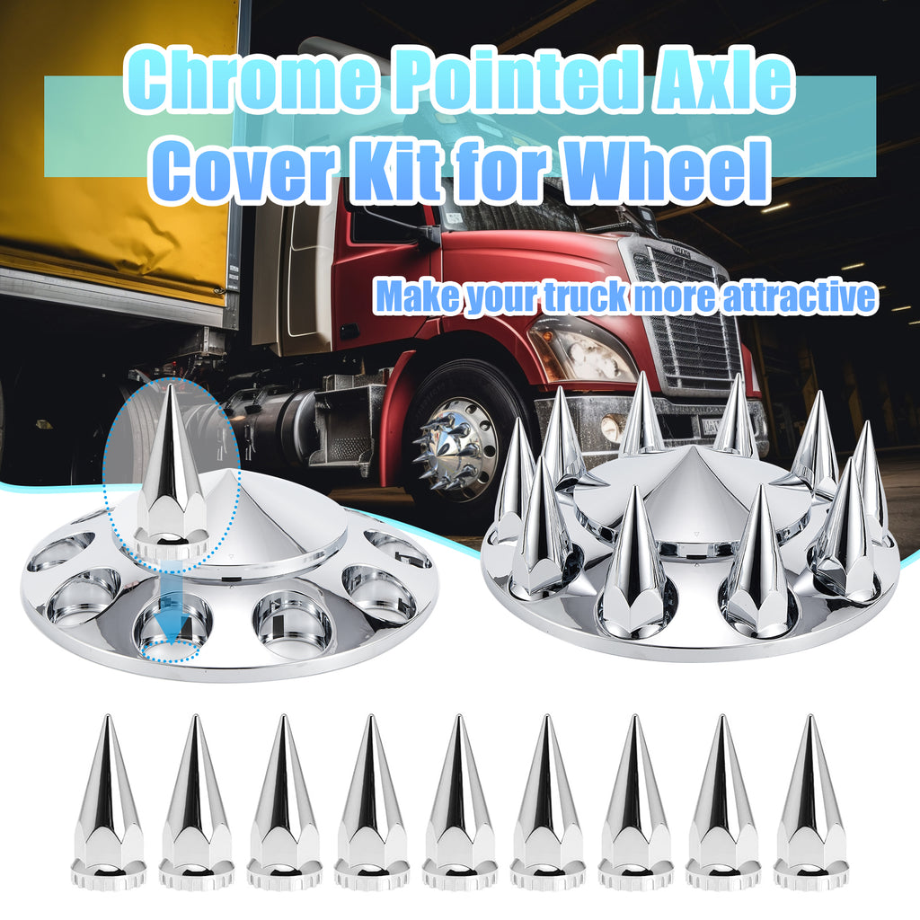 Chrome Spiked Hubcap Set – Push-On, 33 mm, 2-Piece Kit with Install Tool (PL-03-PUSH-FT)