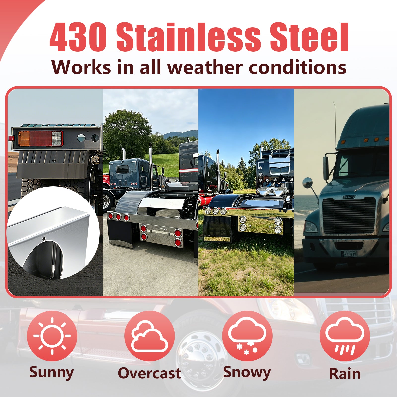 92" Chrome Stainless Rear Light Panel – 6 Light Cutouts (PL-9021SS)