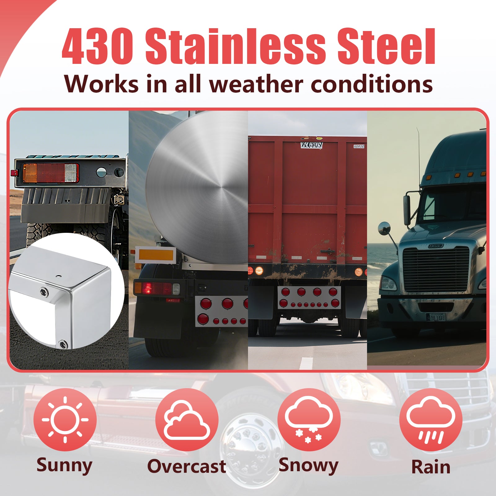 34" Chrome Stainless Rear Light Panel – 6 Large + 6 Small Light Cutouts (PR-9006SS)