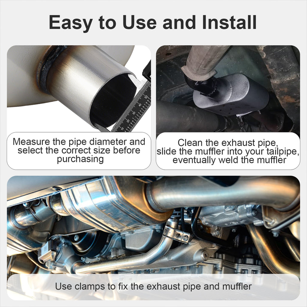 Chambered Muffler – Compact Body, Center-In / Center-Out – 2", 2.25", 2.5", 3" – Stainless / Black (A Series)