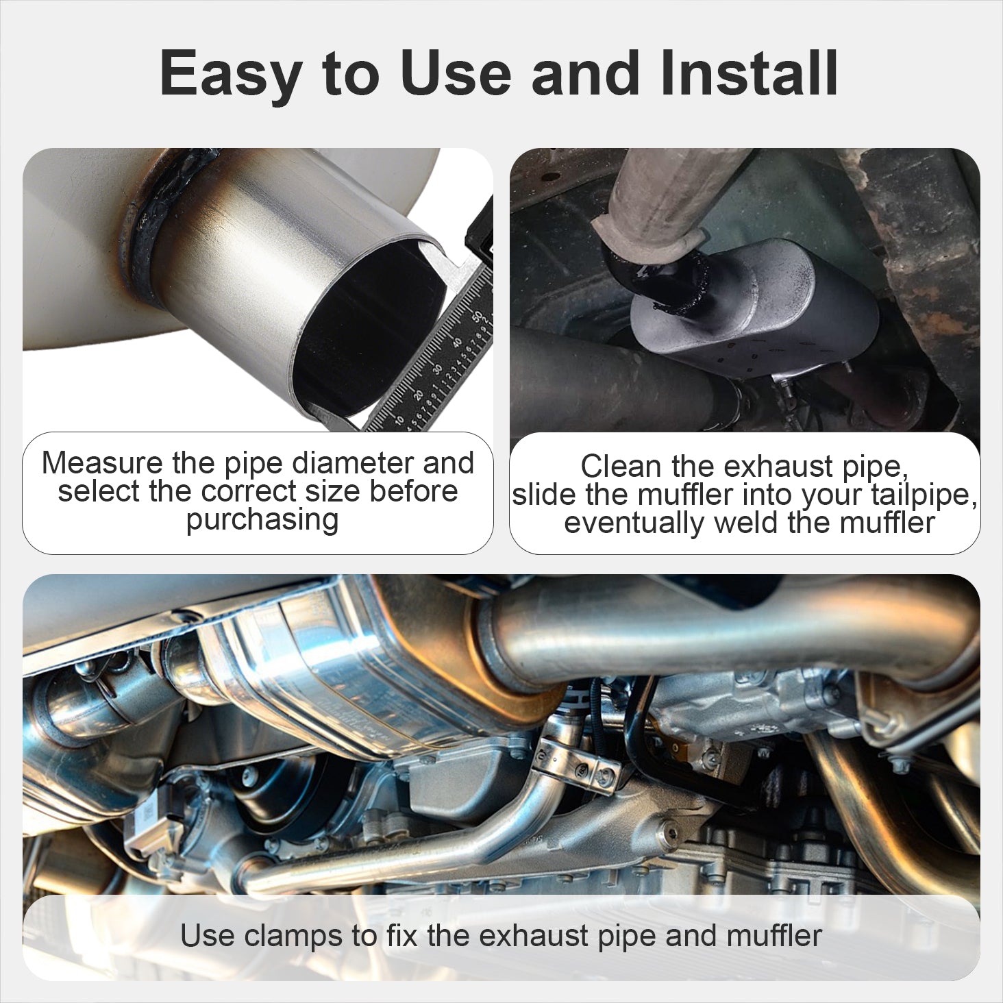 Chambered Muffler – Compact Body, Center-In / Center-Out – 2", 2.25", 2.5", 3" – Stainless / Black (A Series)