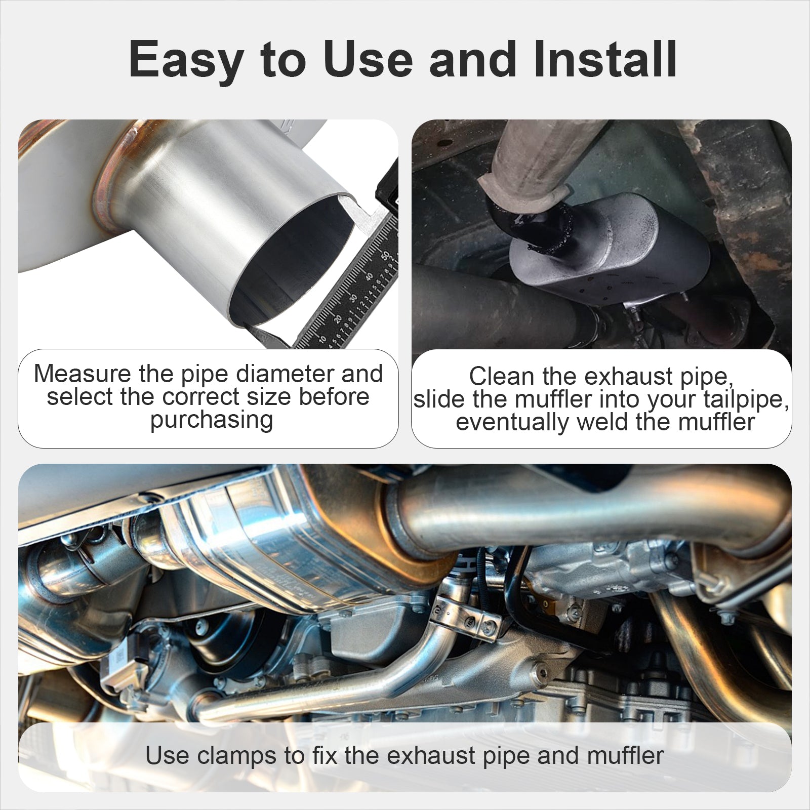 Stainless Chambered Muffler – Compact Body, Single-In / DUAL-Outlet (PL-133D225-A8)