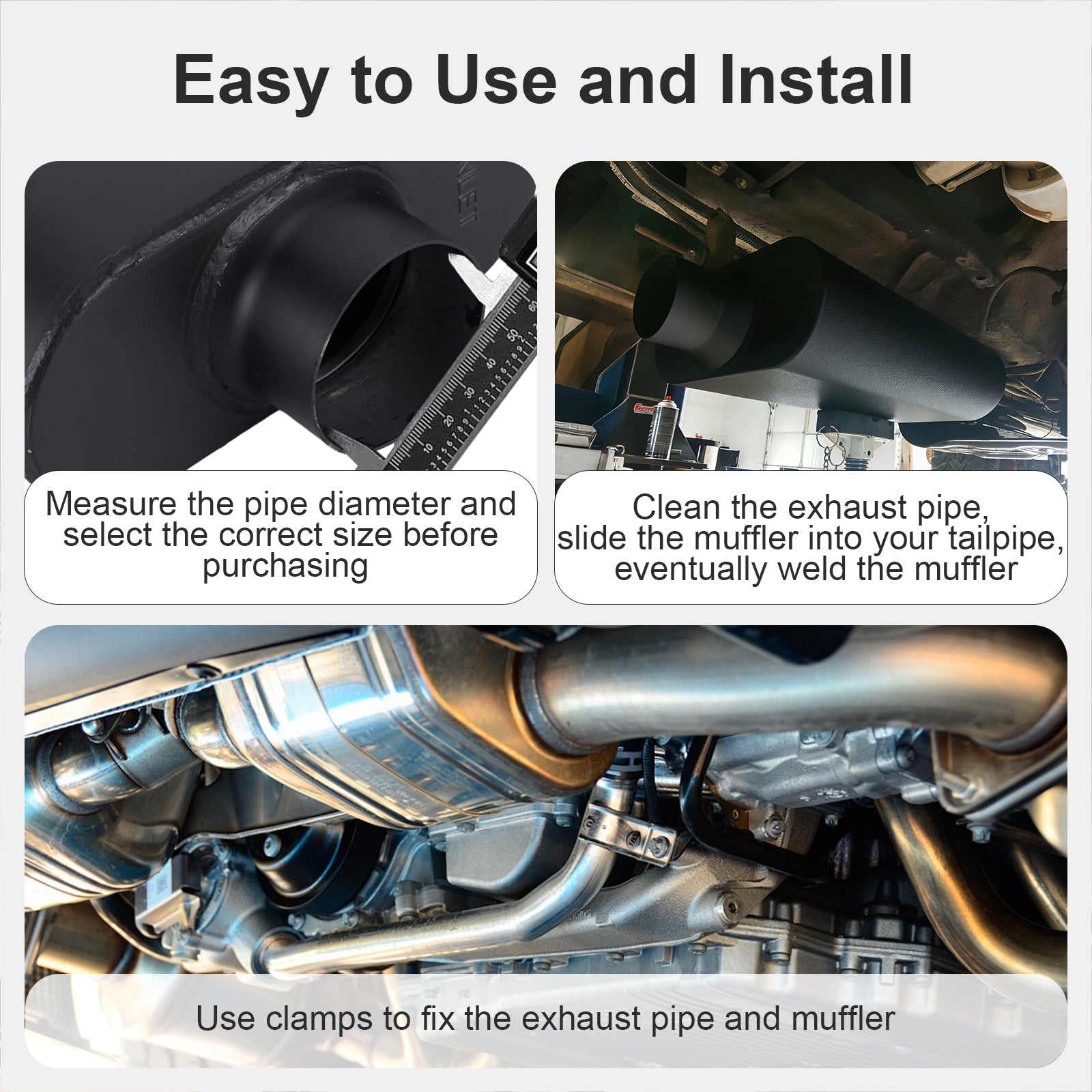 Black Chambered Muffler – Standard Body, Single-In / DUAL-Outlet (PL-173D25BK-A44)
