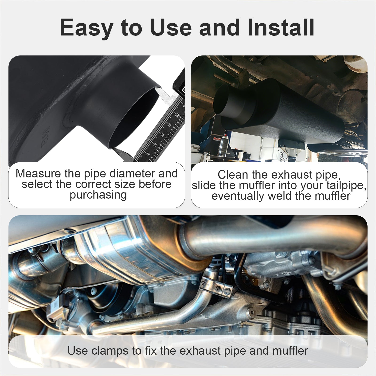 Chambered Muffler – Standard Body, Center-In / Center-Out – 2.5", 3" – Stainless / Black (A Series)