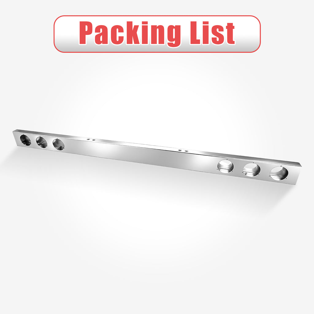 92" Chrome Stainless Rear Light Panel – 6 Light Cutouts (PL-9021SS)