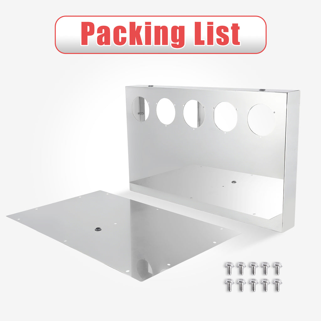 33" Chrome Stainless Tall Rear Light Panel – 5 Large 4" Light Cutouts (PR-9011SS)
