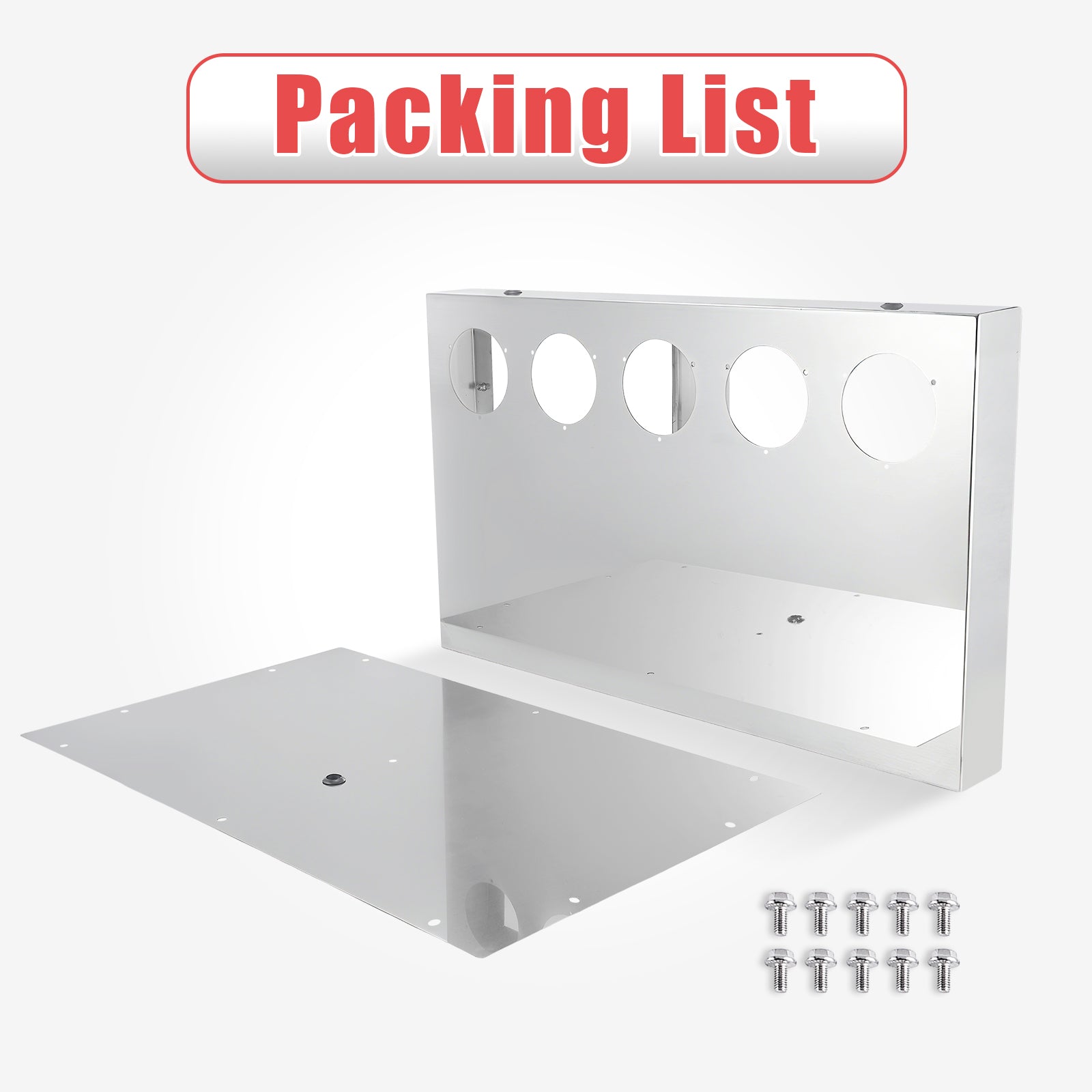 33" Chrome Stainless Tall Rear Light Panel – 5 Large 4" Light Cutouts (PR-9011SS)