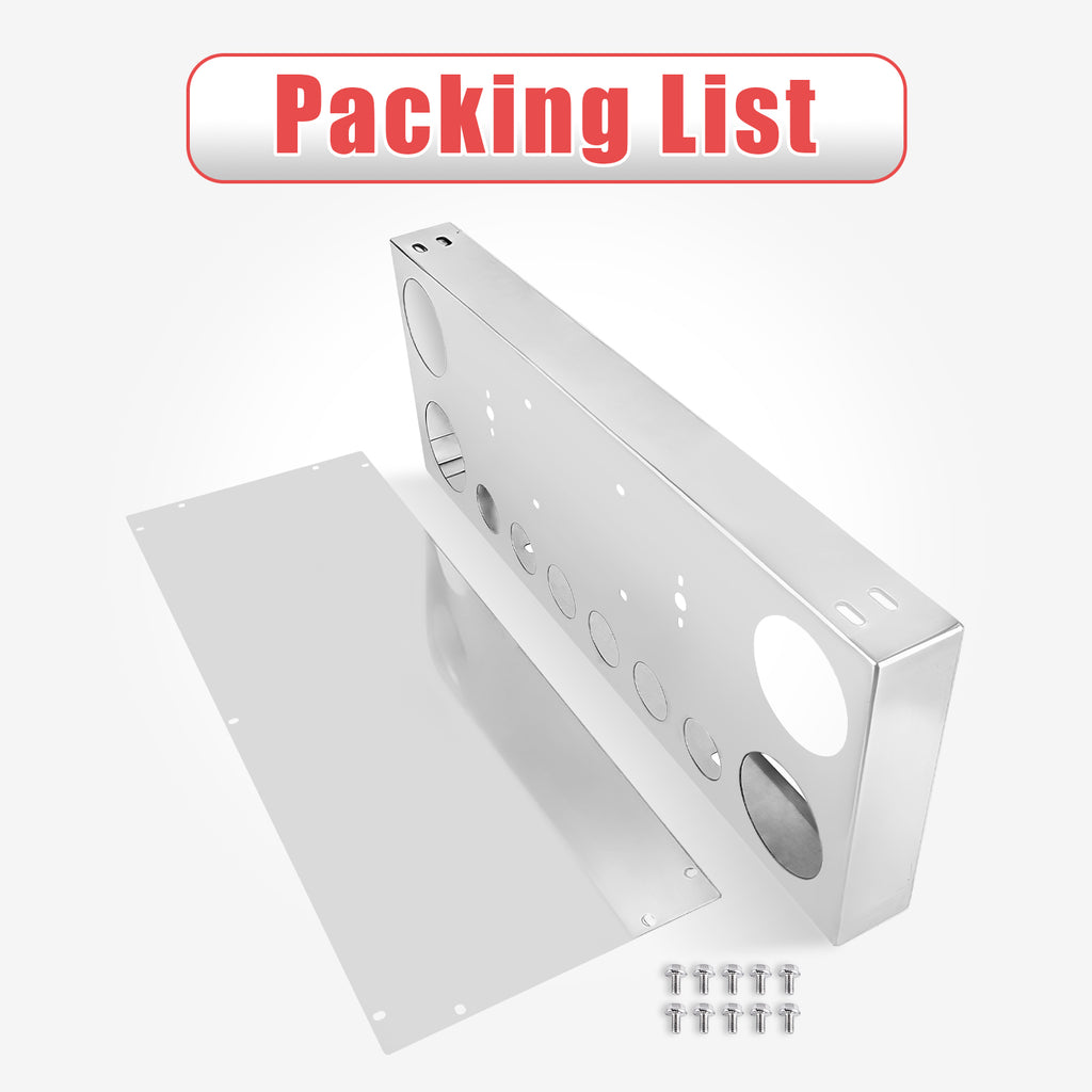 34" Chrome Stainless License Plate Panel – 4 Large + 7 Small Light Cutouts (PR-9005SS)