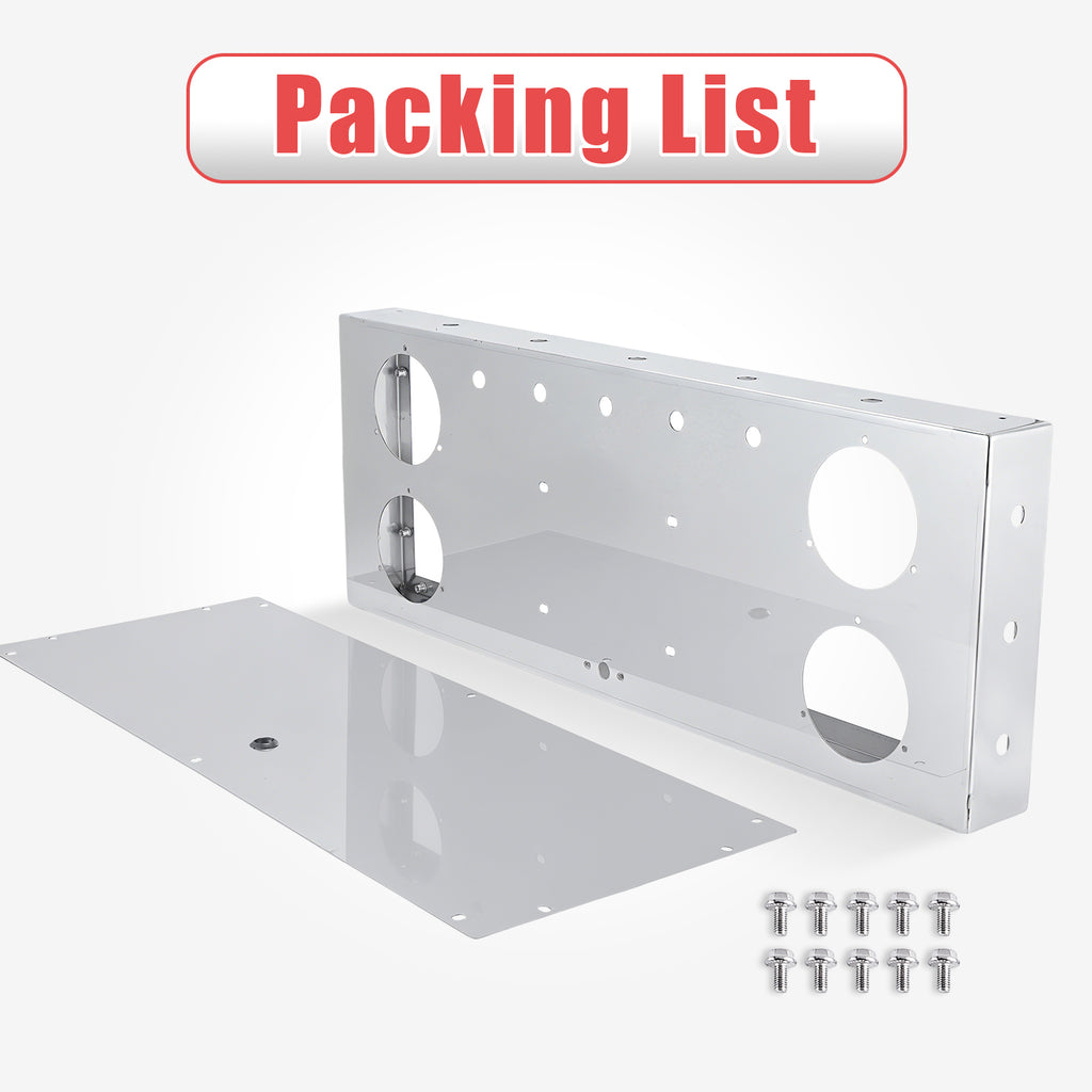 34" Chrome Stainless Rear Light Panel – 4 Large Corner Lights + Mini LED Holes (PR-9009SS)