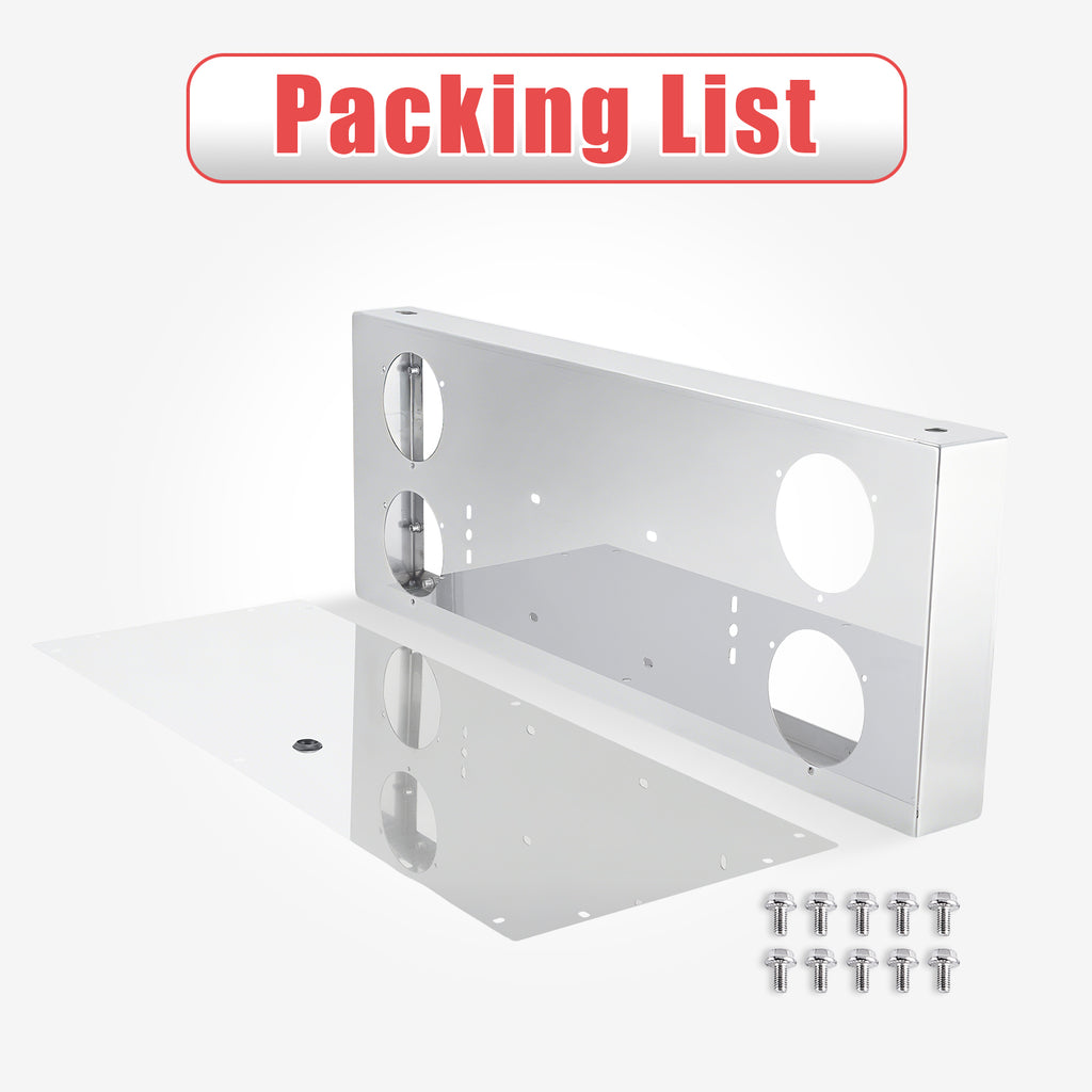 34" Chrome Stainless Rear Light Panel – 4 Large 4" Corner Lights (PR-9010SS)